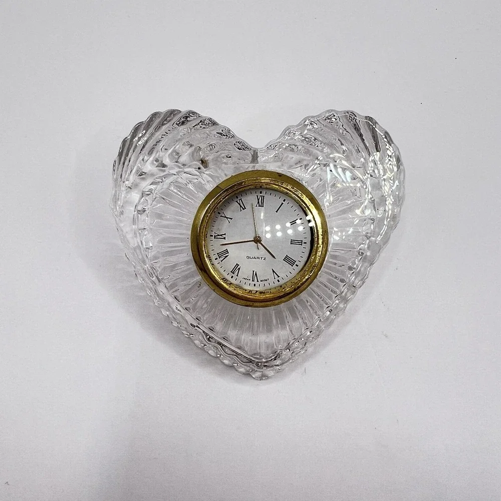 Crystal Legends Clock by Godinger Heart Shaped 24% Lead Crystal Needs Battery